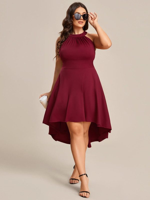 Elegant Halter Neck Midi Cocktail Dress for Plus Sizes - Image 5