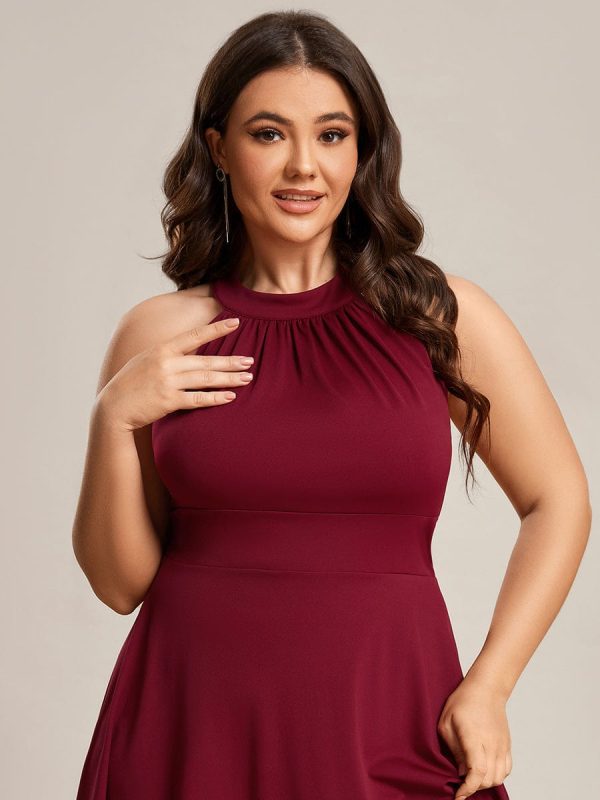 Elegant Halter Neck Midi Cocktail Dress for Plus Sizes - Image 6