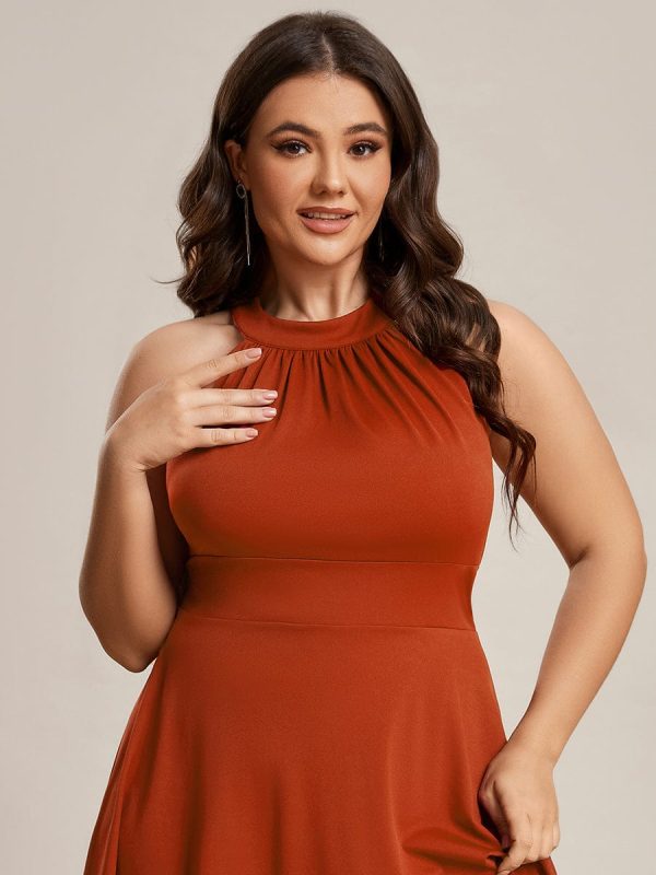 Elegant Halter Neck Midi Cocktail Dress for Plus Sizes - Image 30