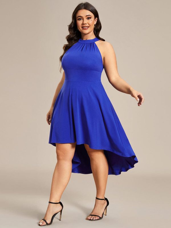 Elegant Halter Neck Midi Cocktail Dress for Plus Sizes - Image 41