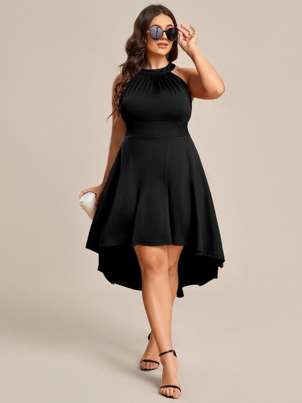 Elegant Halter Neck Midi Cocktail Dress for Plus Sizes - Image 20