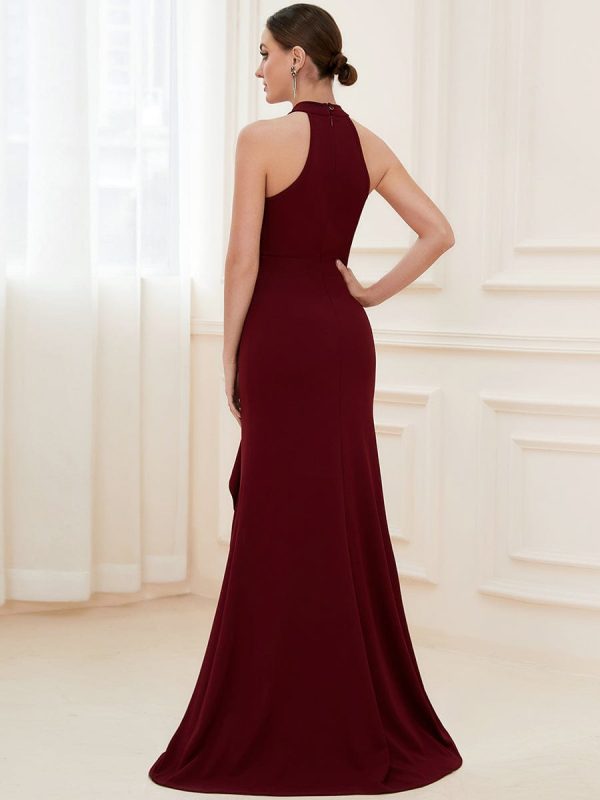 Elegant Halter Neck Sleeveless Pencil Evening Gown - Image 16