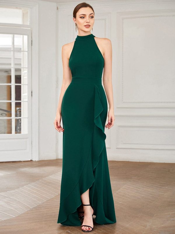 Elegant Halter Neck Sleeveless Pencil Evening Gown - Image 52