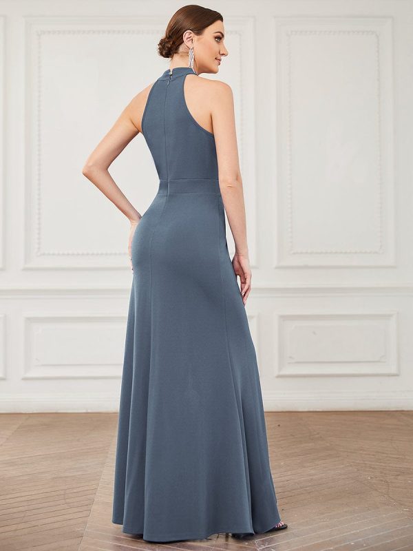 Elegant Halter Neck Sleeveless Pencil Evening Gown - Image 55