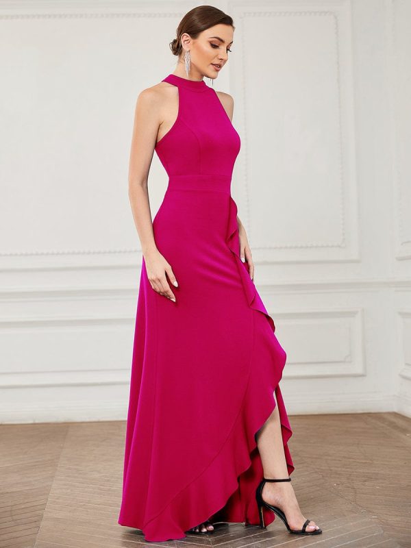 Elegant Halter Neck Sleeveless Pencil Evening Gown - Image 61