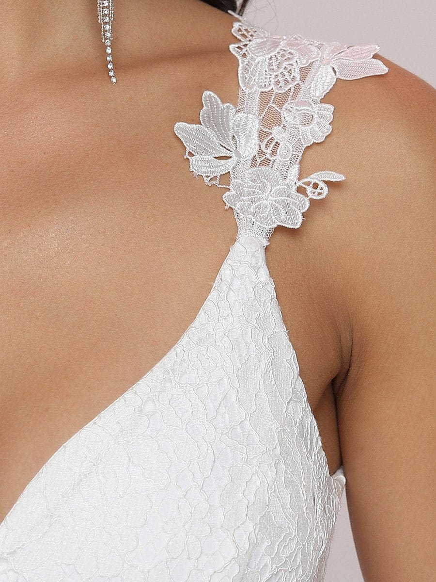 Elegant Lace Tulle Wedding Gown with Double V-Neck - Image 5