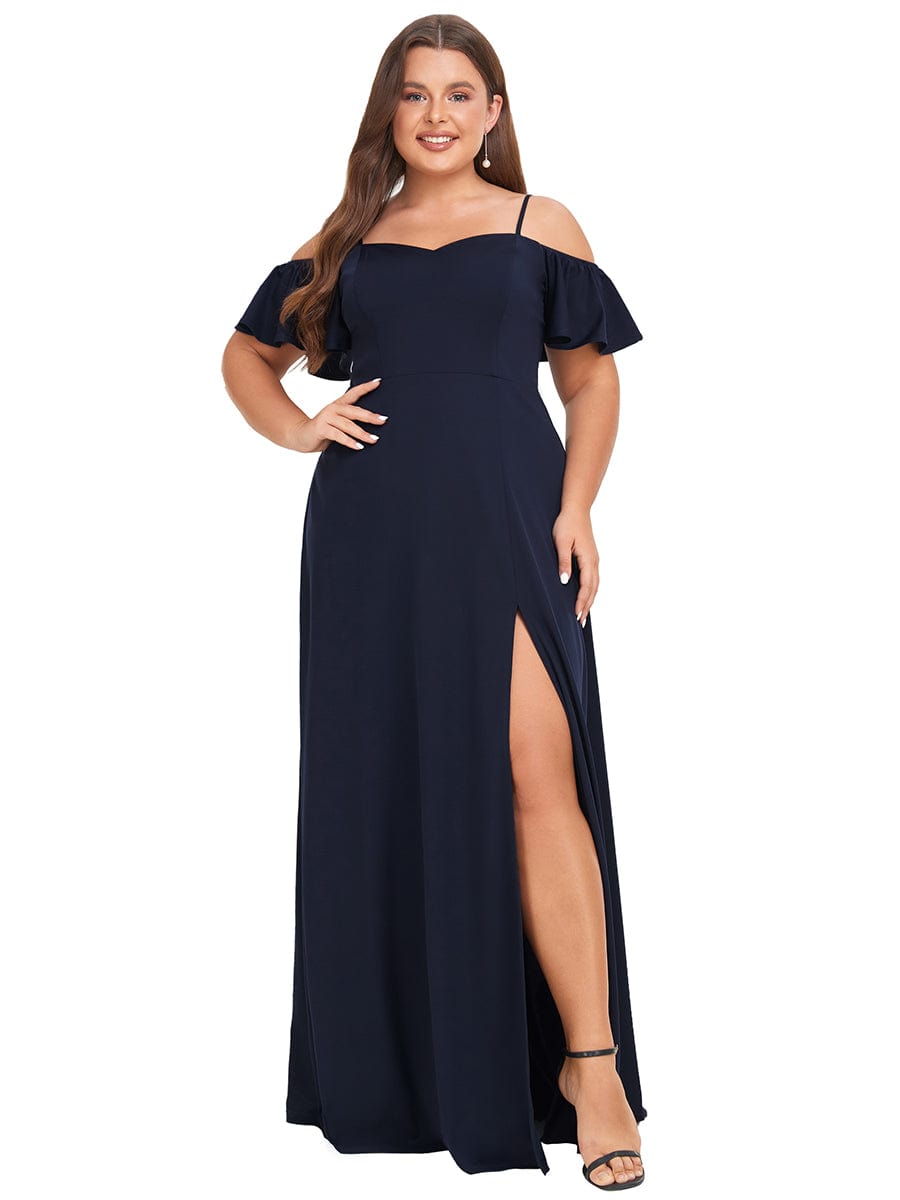 Elegant Off-Shoulder A-Line Sleeveless Knitted Evening Gown