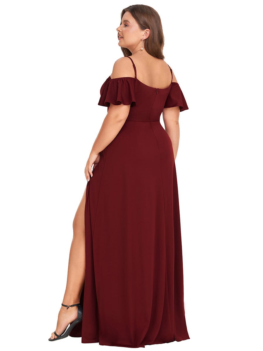 Elegant Off-Shoulder A-Line Sleeveless Knitted Evening Gown - Image 7