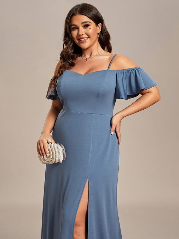Elegant Off-Shoulder A-Line Sleeveless Knitted Evening Gown - Image 27