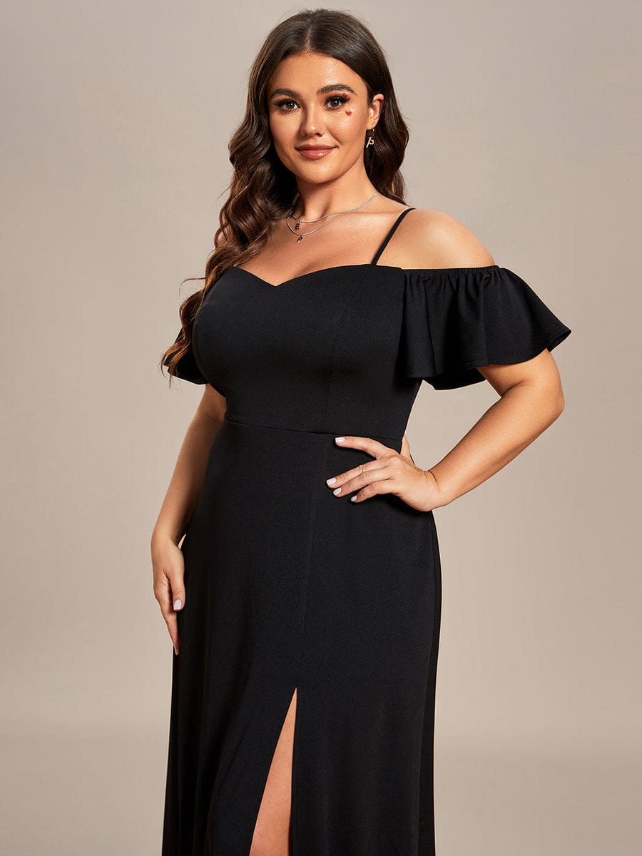 Elegant Off-Shoulder A-Line Sleeveless Knitted Evening Gown - Image 23