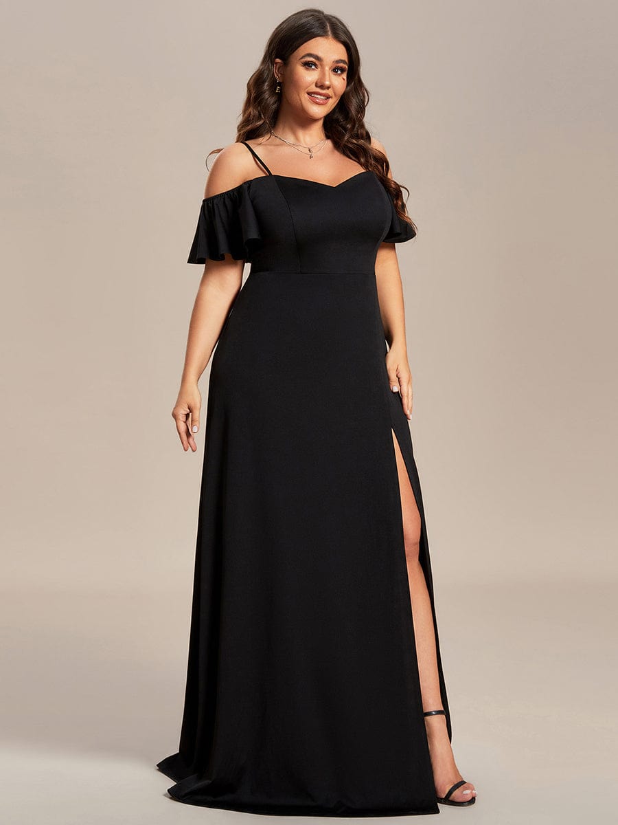 Elegant Off-Shoulder A-Line Sleeveless Knitted Evening Gown - Image 20