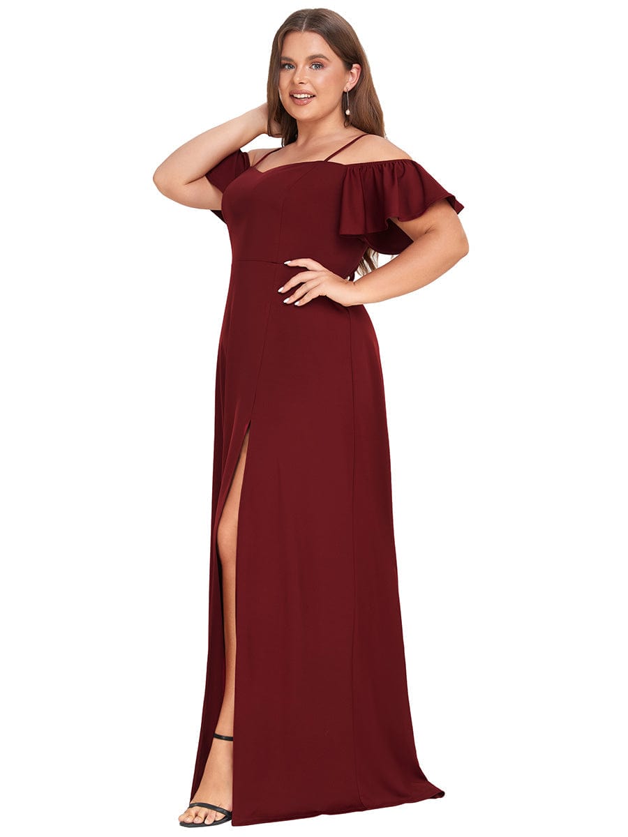 Elegant Off-Shoulder A-Line Sleeveless Knitted Evening Gown - Image 8