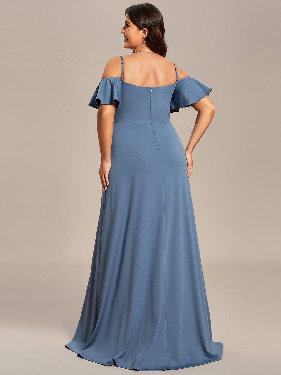 Elegant Off-Shoulder A-Line Sleeveless Knitted Evening Gown - Image 24