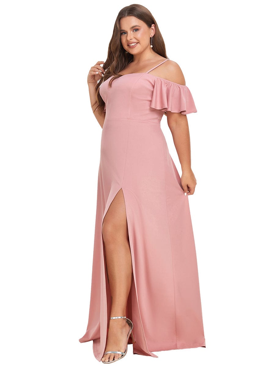 Elegant Off-Shoulder A-Line Sleeveless Knitted Evening Gown - Image 15