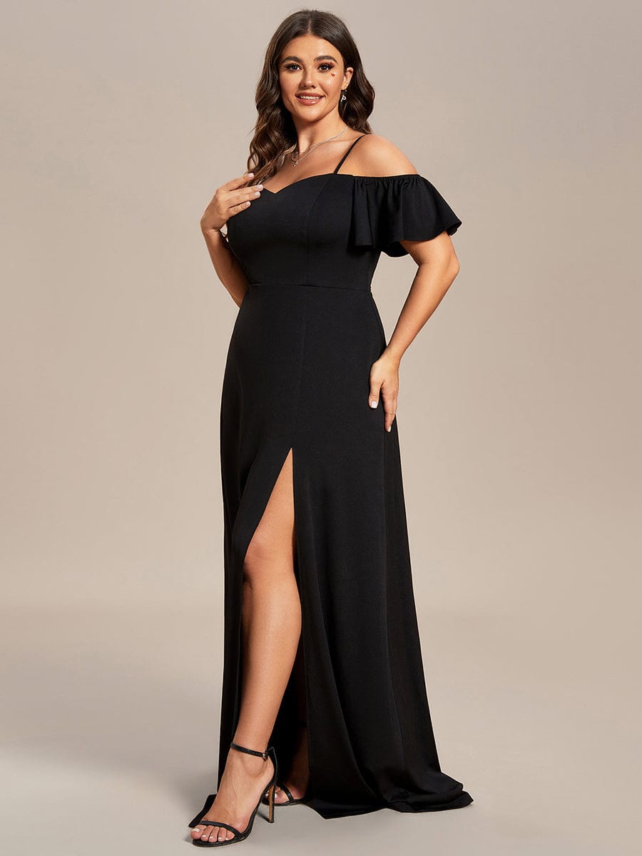 Elegant Off-Shoulder A-Line Sleeveless Knitted Evening Gown - Image 22