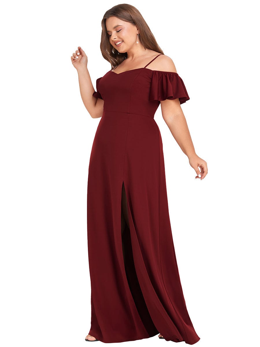 Elegant Off-Shoulder A-Line Sleeveless Knitted Evening Gown - Image 9