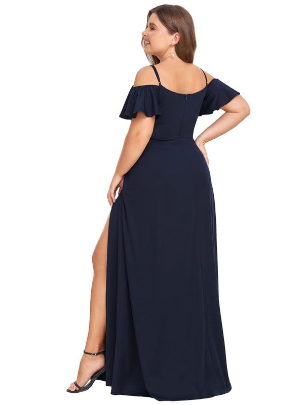 Elegant Off-Shoulder A-Line Sleeveless Knitted Evening Gown - Image 2
