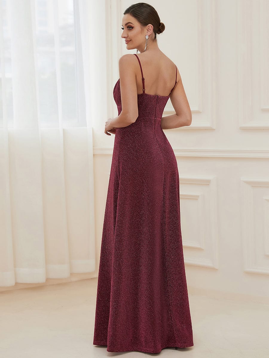 Elegant Pleated Spaghetti Strap Evening Gown - Image 2