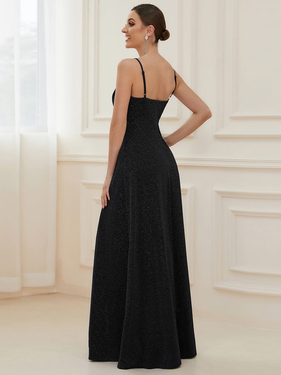 Elegant Pleated Spaghetti Strap Evening Gown - Image 22