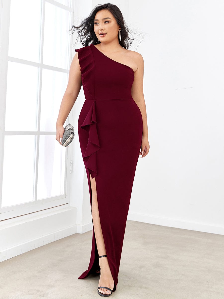 Elegant Plus Size Asymmetrical Shoulder Pencil Cocktail Gowns - Image 19