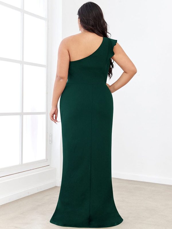 Elegant Plus Size Asymmetrical Shoulder Pencil Cocktail Gowns - Image 7