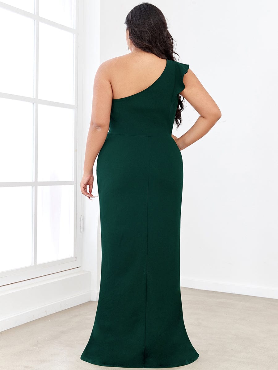 Elegant Plus Size Asymmetrical Shoulder Pencil Cocktail Gowns - Image 7