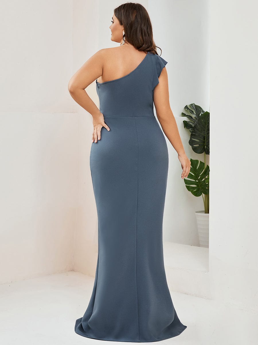 Elegant Plus Size Asymmetrical Shoulder Pencil Cocktail Gowns - Image 22