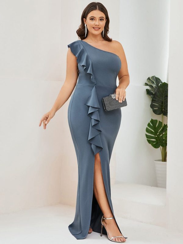 Elegant Plus Size Asymmetrical Shoulder Pencil Cocktail Gowns - Image 23