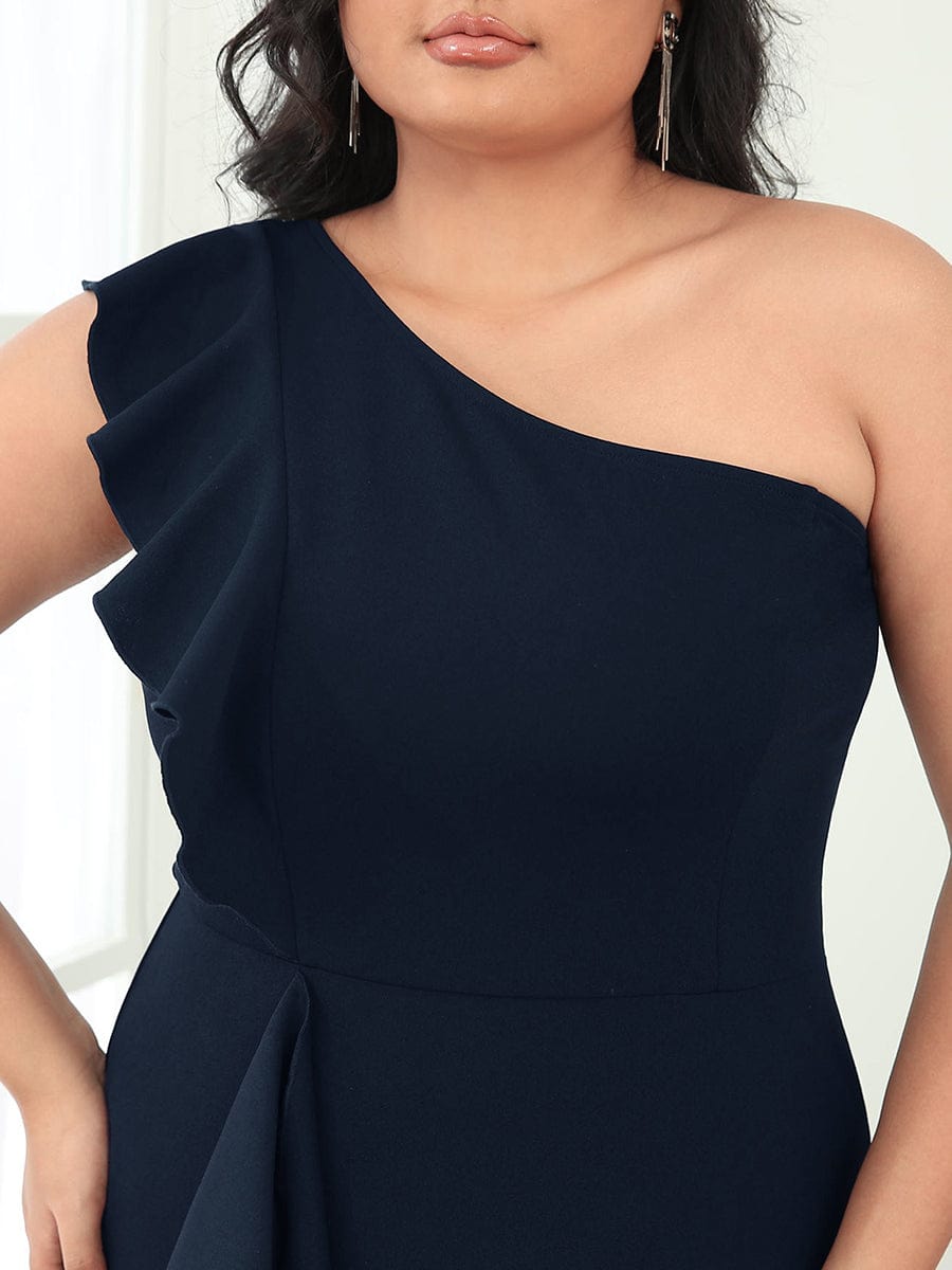 Elegant Plus Size Asymmetrical Shoulder Pencil Cocktail Gowns - Image 15