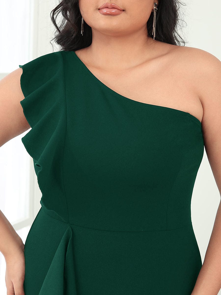 Elegant Plus Size Asymmetrical Shoulder Pencil Cocktail Gowns - Image 10