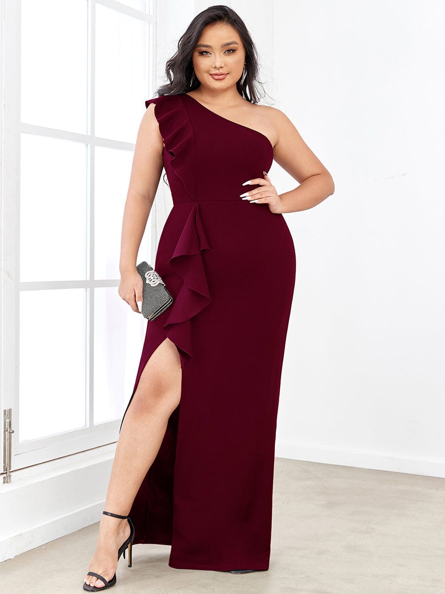 Elegant Plus Size Asymmetrical Shoulder Pencil Cocktail Gowns - Image 16