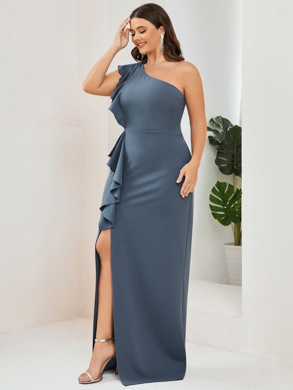 Elegant Plus Size Asymmetrical Shoulder Pencil Cocktail Gowns - Image 24