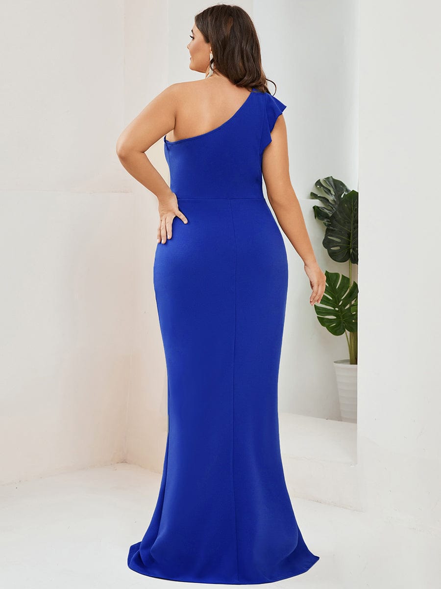 Elegant Plus Size Asymmetrical Shoulder Pencil Cocktail Gowns - Image 26