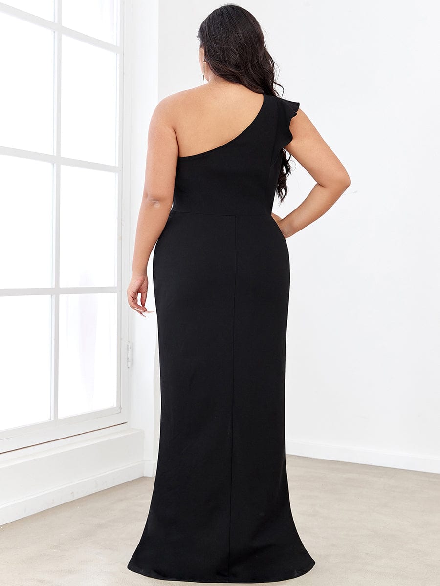 Elegant Plus Size Asymmetrical Shoulder Pencil Cocktail Gowns - Image 3