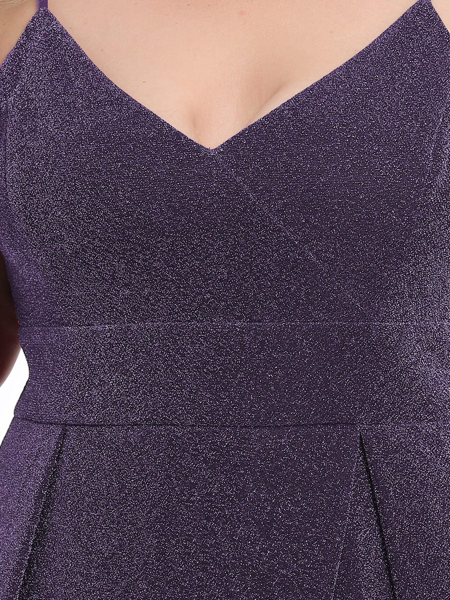 Elegant Plus Size Evening Gown with Spaghetti Straps and Pleated Detail - Image 33