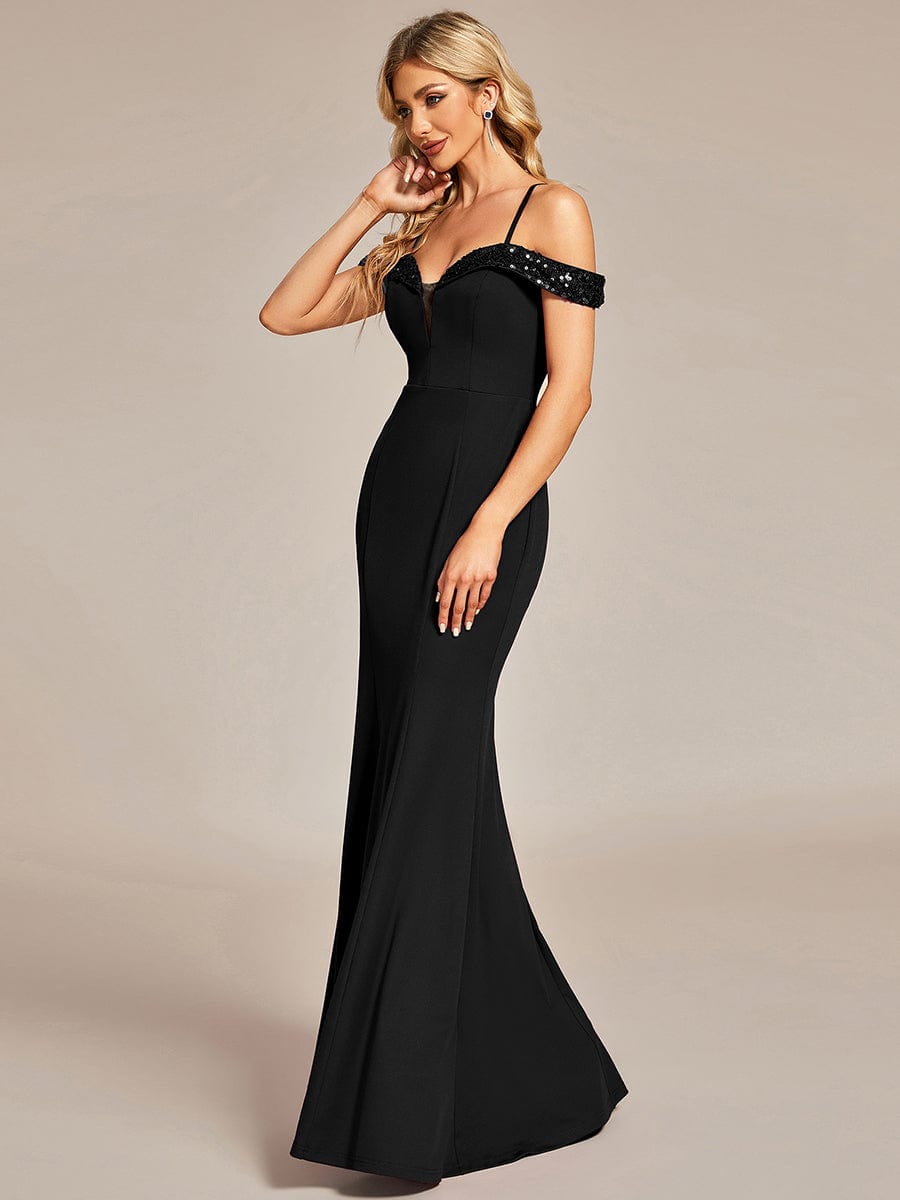 Elegant Sequined Off-Shoulder Mermaid Evening Gown - Image 4
