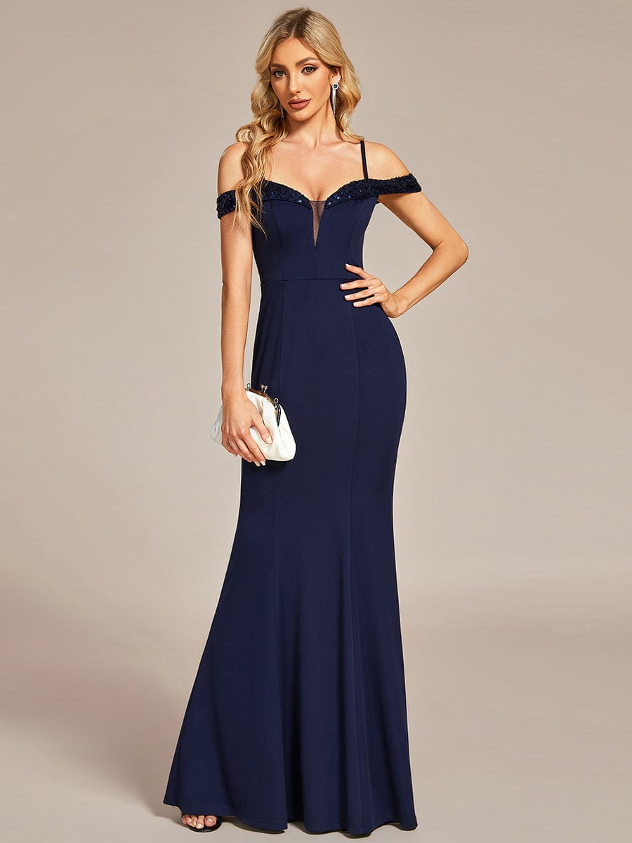 Elegant Sequined Off-Shoulder Mermaid Evening Gown - Image 11