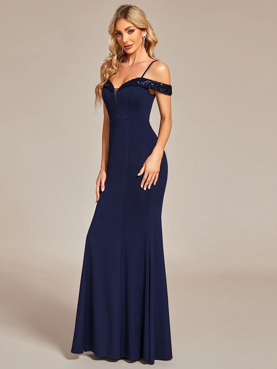 Elegant Sequined Off-Shoulder Mermaid Evening Gown - Image 14