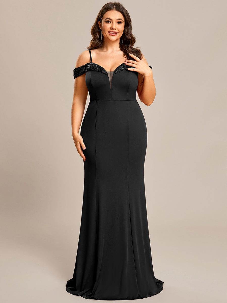 Elegant Sequined Off-Shoulder Mermaid Evening Gown - Image 16