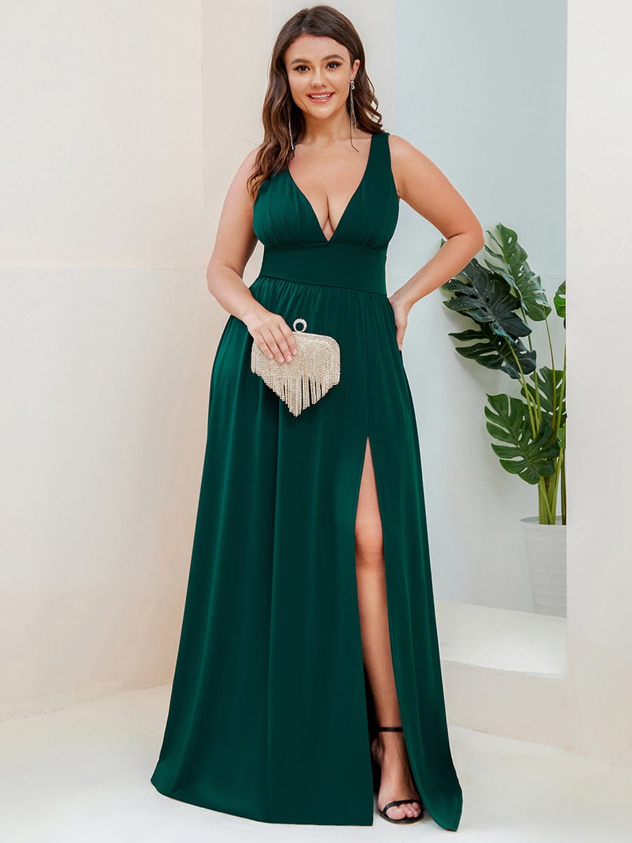 Elegant Sleeveless Bridesmaid Dress with Deep V Neck and A-Line Silhouette - Image 13