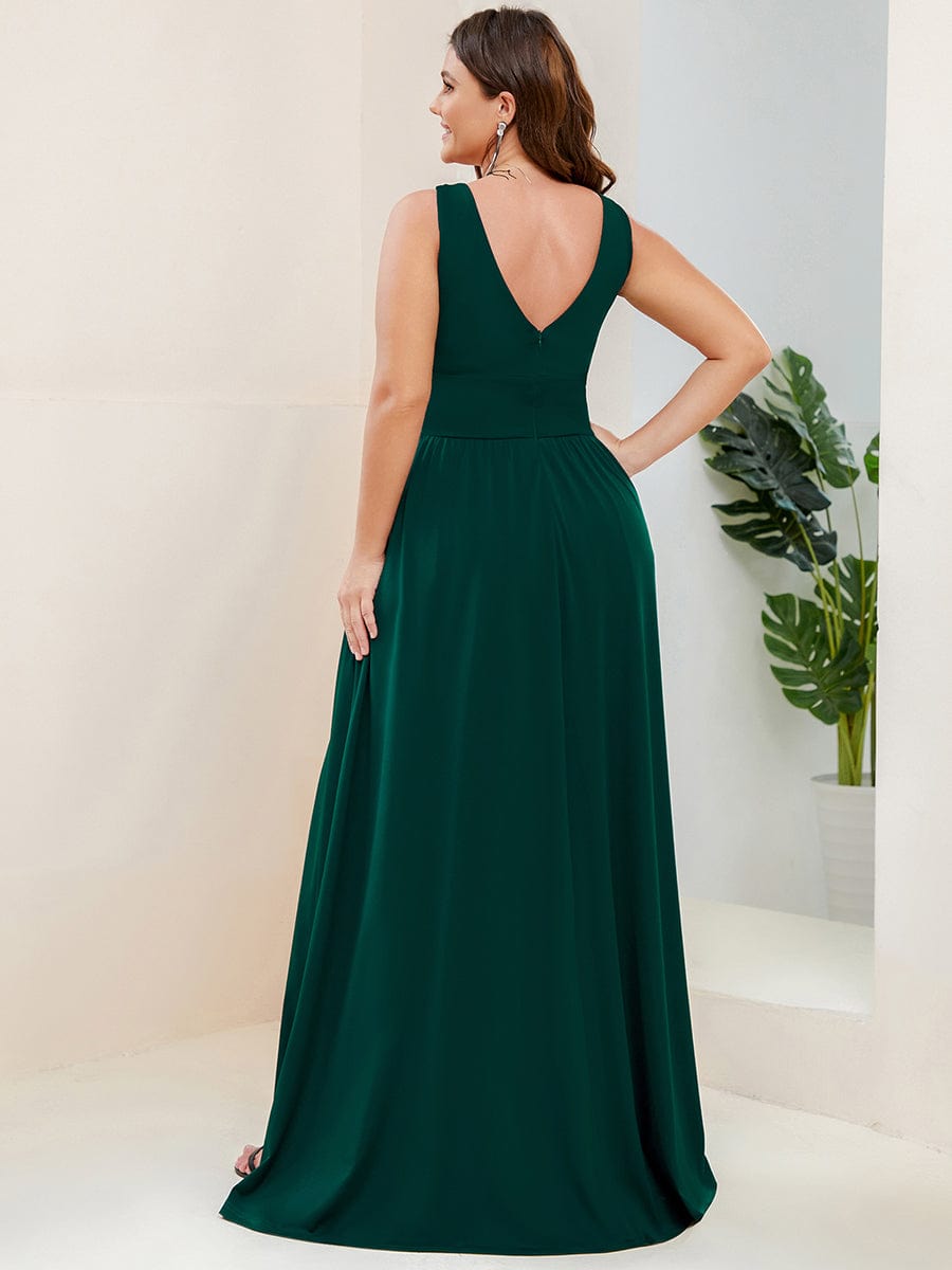 Elegant Sleeveless Bridesmaid Dress with Deep V Neck and A-Line Silhouette - Image 14