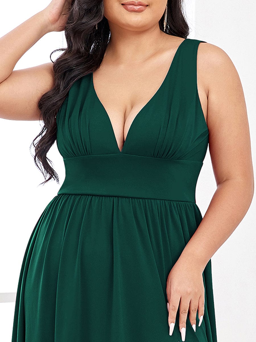 Elegant Sleeveless Bridesmaid Dress with Deep V Neck and A-Line Silhouette - Image 16