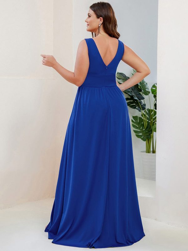 Elegant Sleeveless Bridesmaid Dress with Deep V Neck and A-Line Silhouette - Image 19