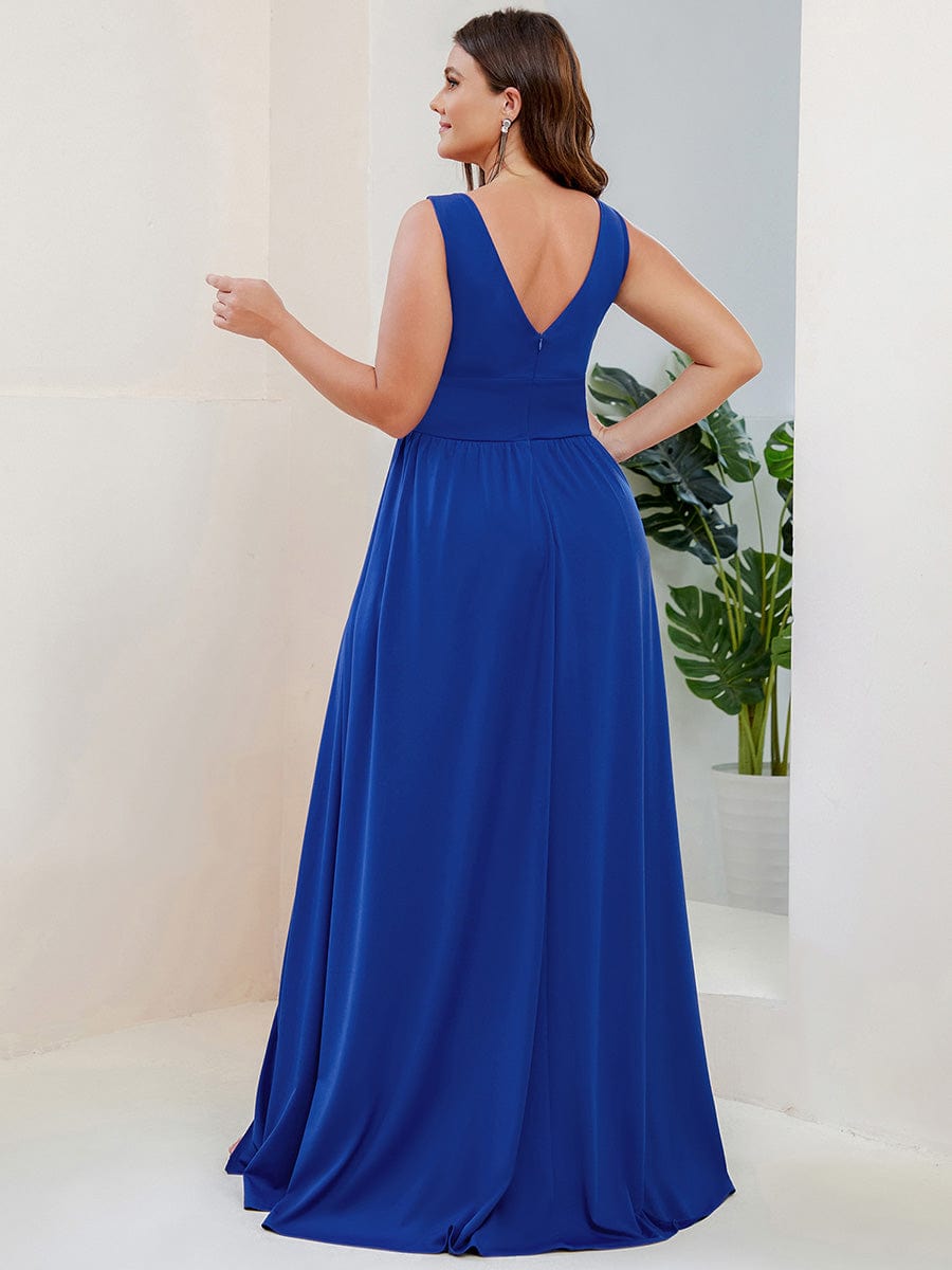 Elegant Sleeveless Bridesmaid Dress with Deep V Neck and A-Line Silhouette - Image 19