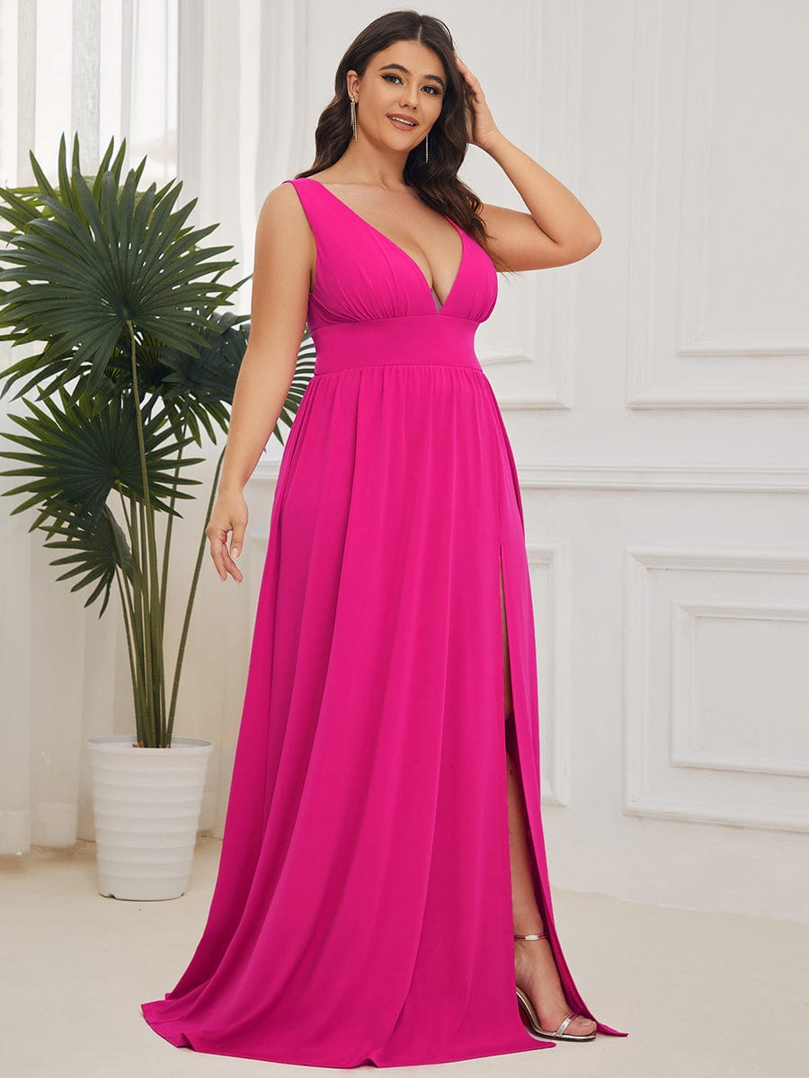 Elegant Sleeveless Bridesmaid Dress with Deep V Neck and A-Line Silhouette - Image 27