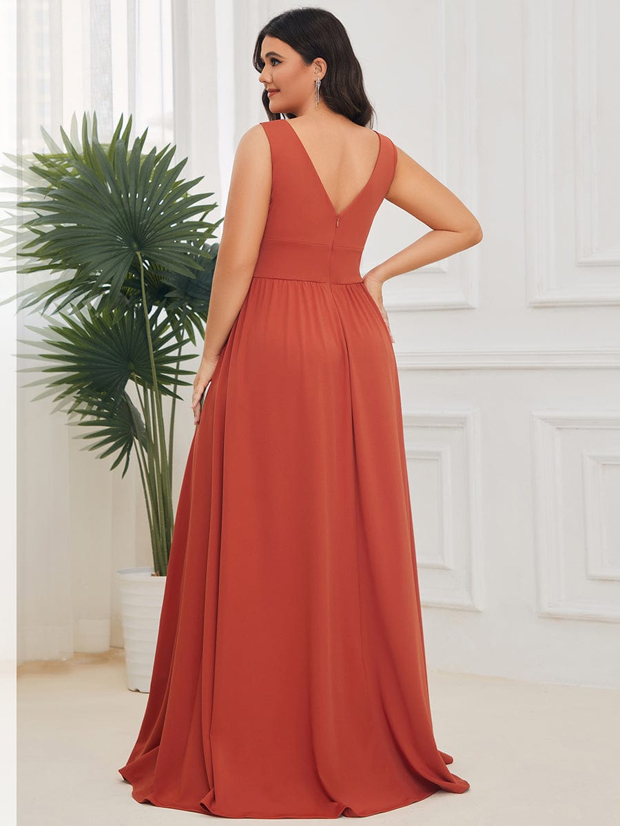 Elegant Sleeveless Bridesmaid Dress with Deep V Neck and A-Line Silhouette - Image 58