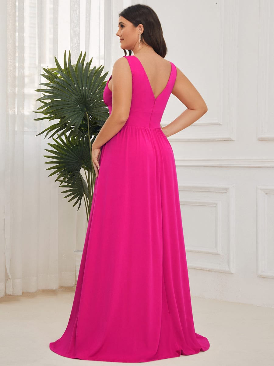 Elegant Sleeveless Bridesmaid Dress with Deep V Neck and A-Line Silhouette - Image 62