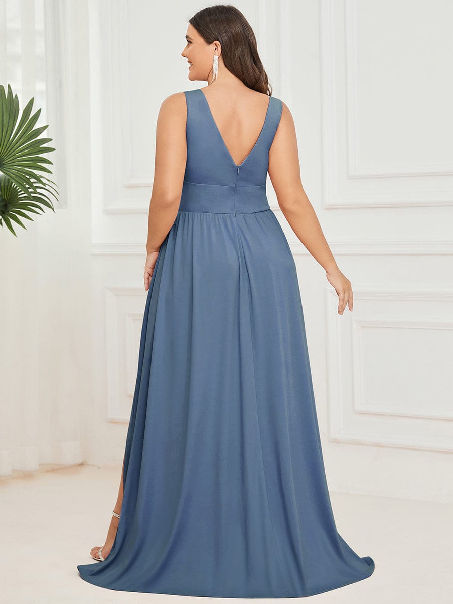 Elegant Sleeveless Bridesmaid Dress with Deep V Neck and A-Line Silhouette - Image 65