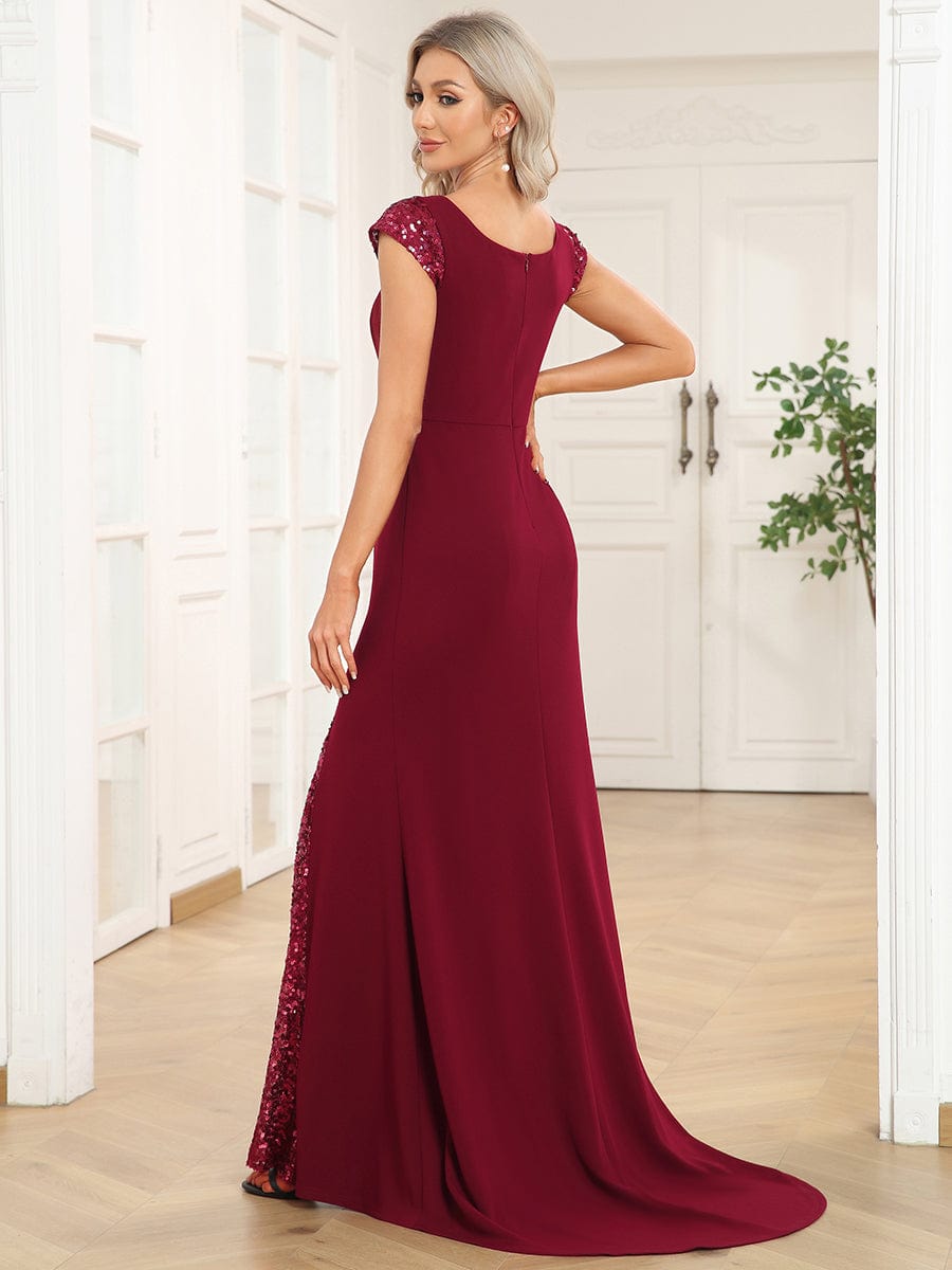Elegant Sleeveless Deep V Neck Fishtail Evening Gown - Image 2