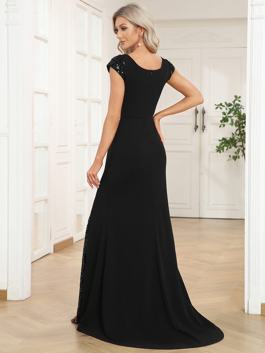Elegant Sleeveless Deep V Neck Fishtail Evening Gown - Image 7